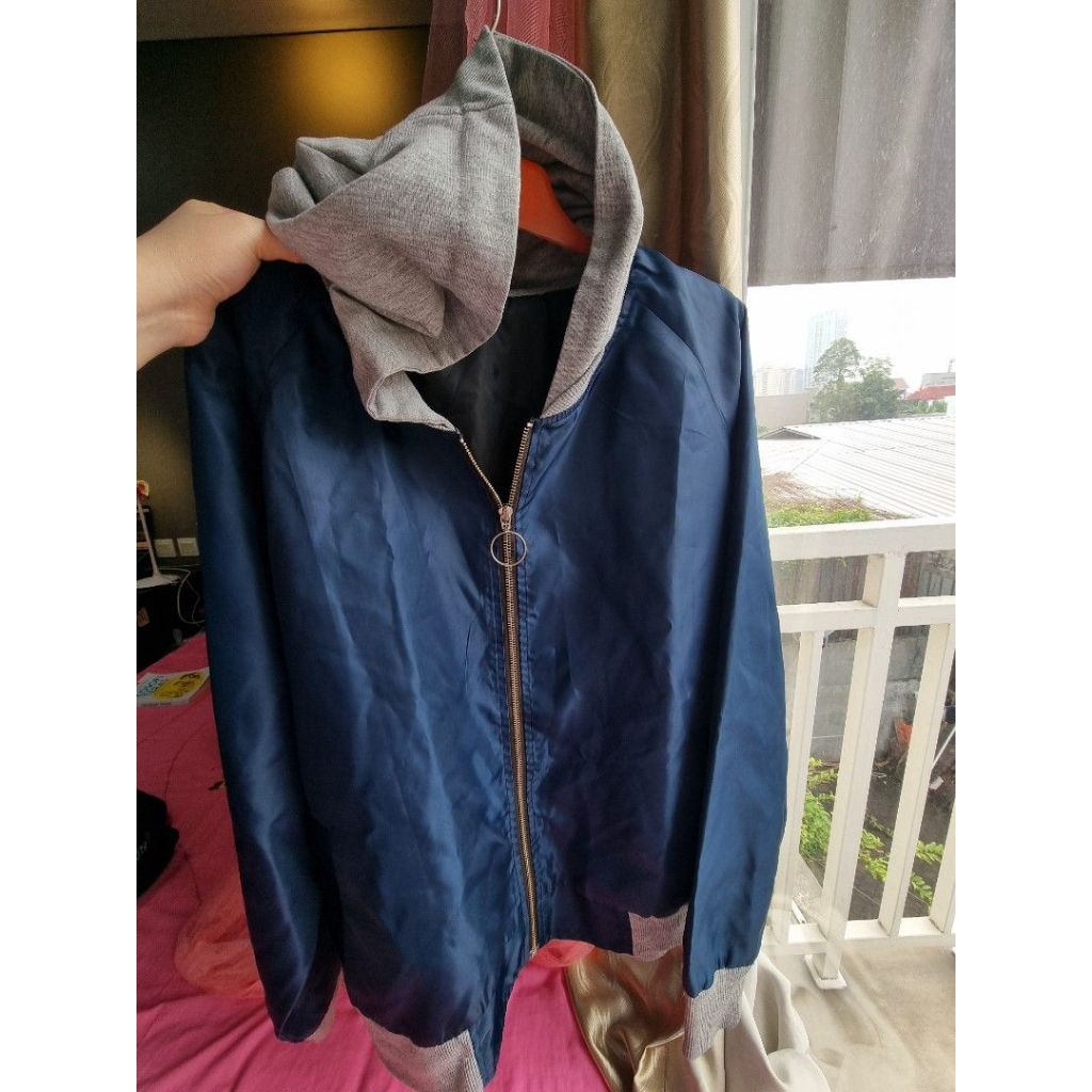 [L] Jaket untold Lebar Dada 116cm Panjang baju 65cm  Jaket Untold Jaket Bomber Navy Jaket Parasut Ja