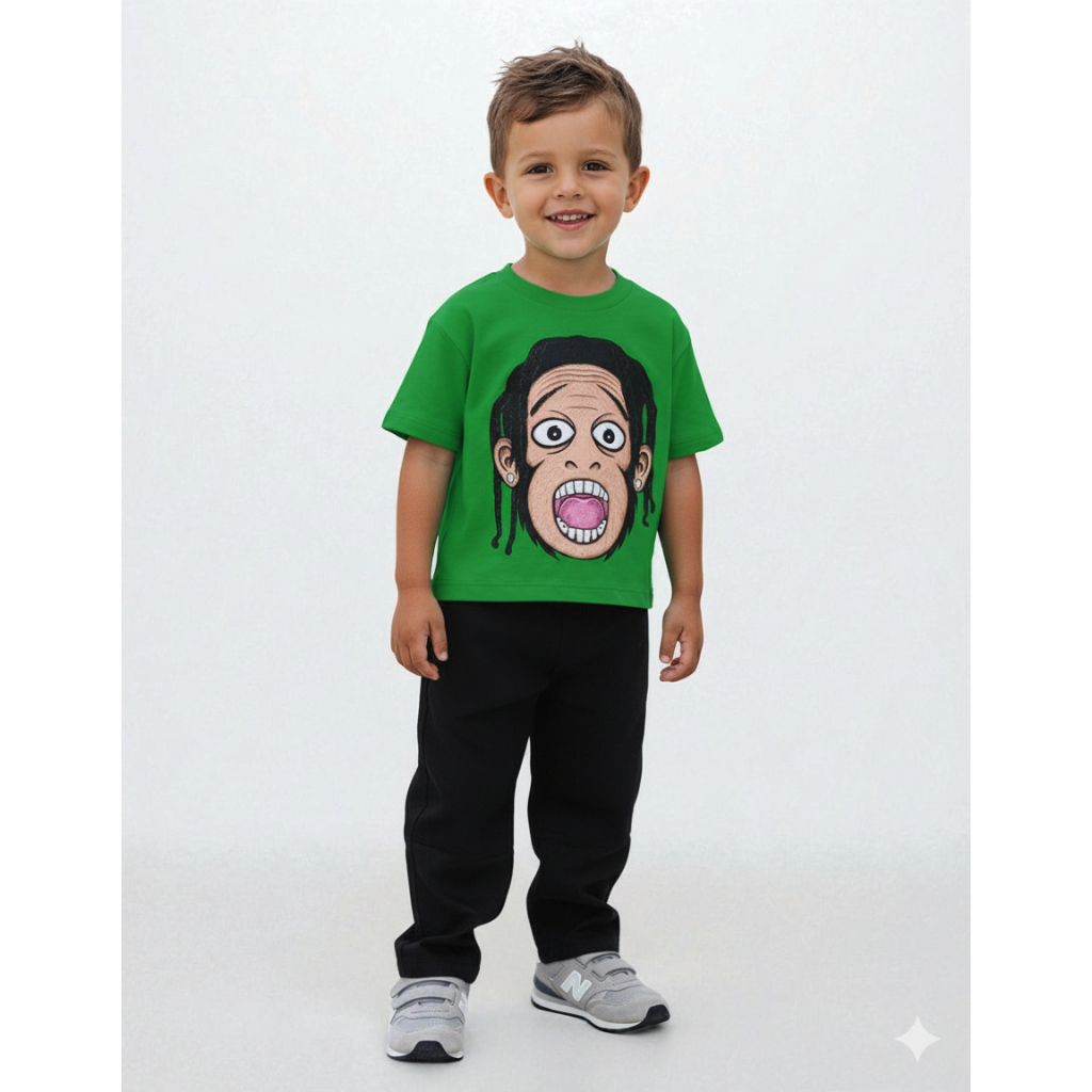 Kaos Anak Market Monkey Oversize Boxy Cotton Combed 24s