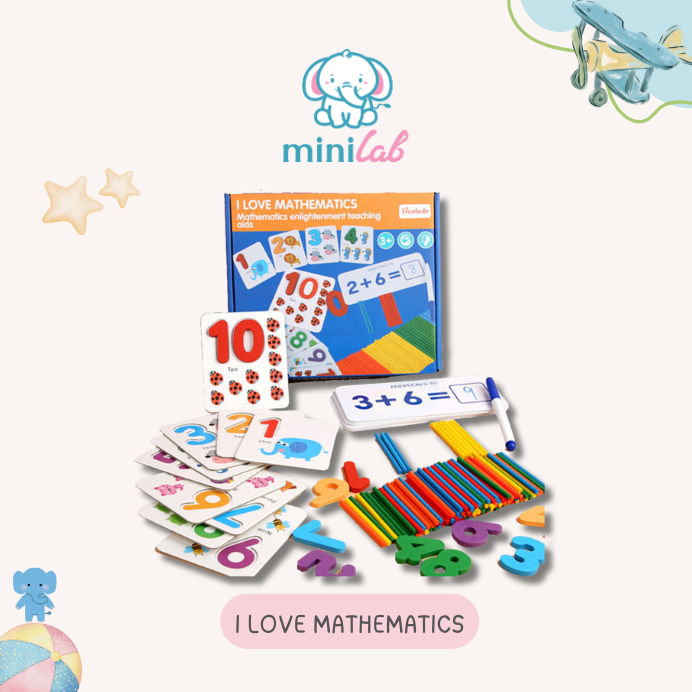 Mainan Edukasi Anak I Love Mathematics Belajar Berhitung Stik Kartu Angka Matematika TK SD 3 Tahun+