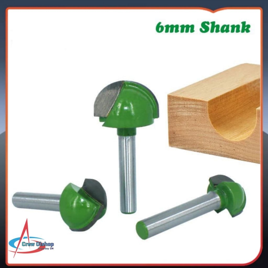 Mata Bor Profil Kayu shank 6mm 6 -32mm Round Bit Mata Router Setengah Lingkaran