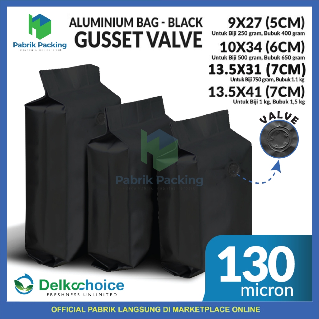 Kemasan Alumunium Central Sealing Gusset Alumunium Bag Black