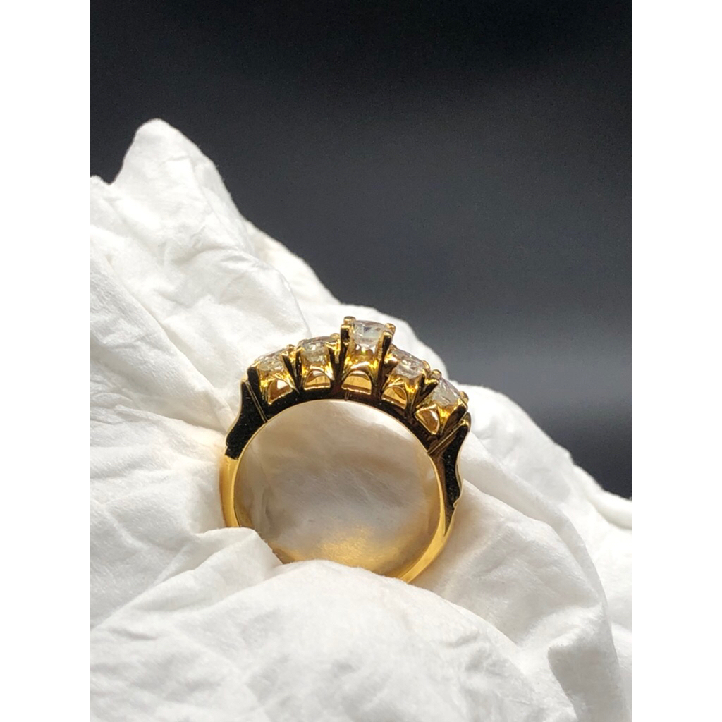 Cincin emas berlian banjar jumbo motif letreng/listring tangga