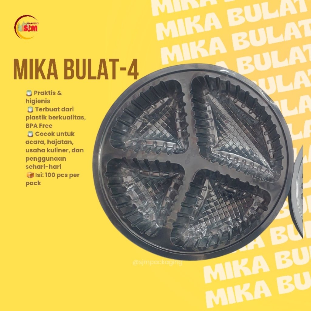 MIKA BULAT SEKAT 4 / WAKUL HAJATAN (ISI 100 PCS) | WADAH PLASTIK BERKAT BENING
