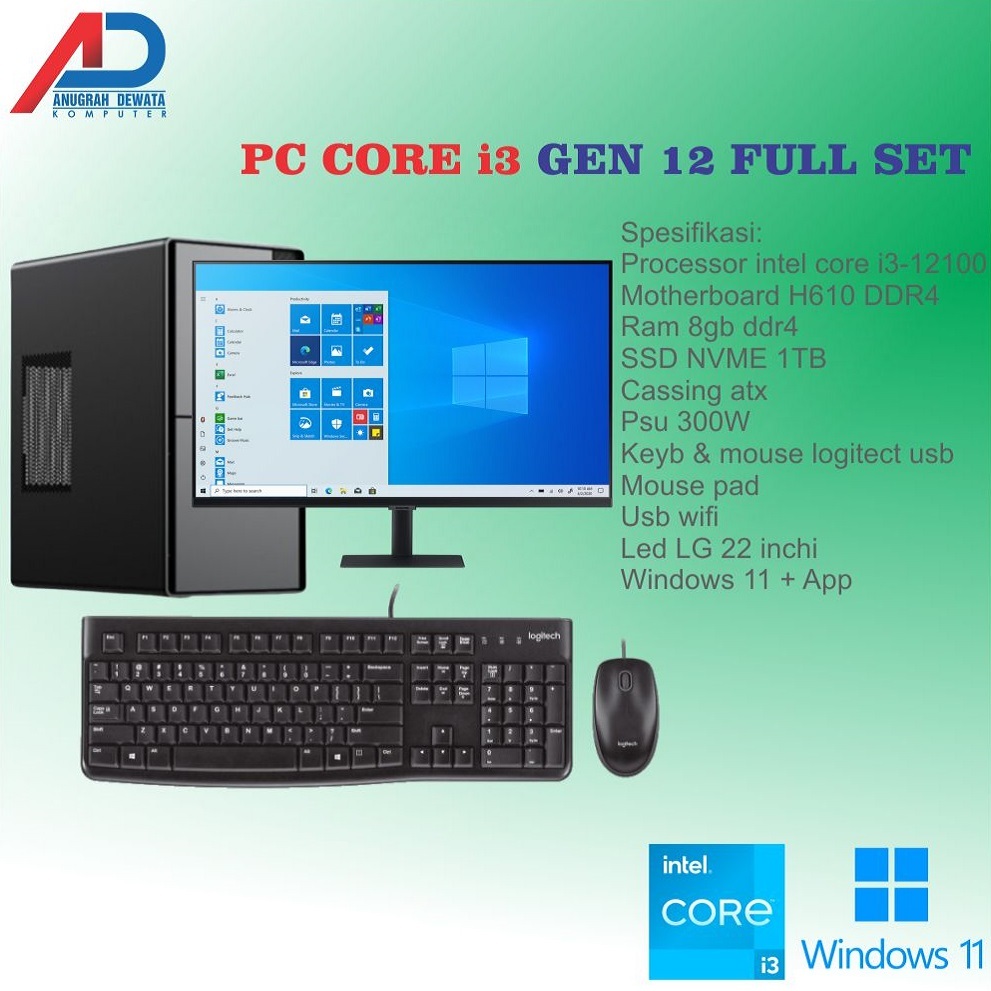 KOMPUTER/CPU INTEL CORE i3 GEN 12 FULL SET