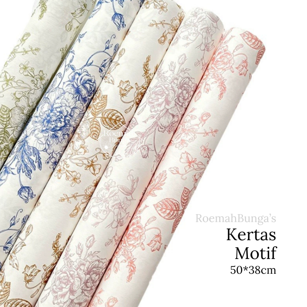 [PACK 10 LBR] Kertas Motif Bunga 38*50cm Vintage / Bungkus Buket Bunga Florist kado Cello