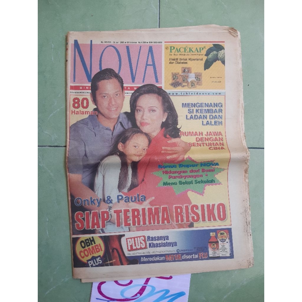koran tabloid wanita NOVA cover Onky Alexander dan Paula jadul lawas lama langka