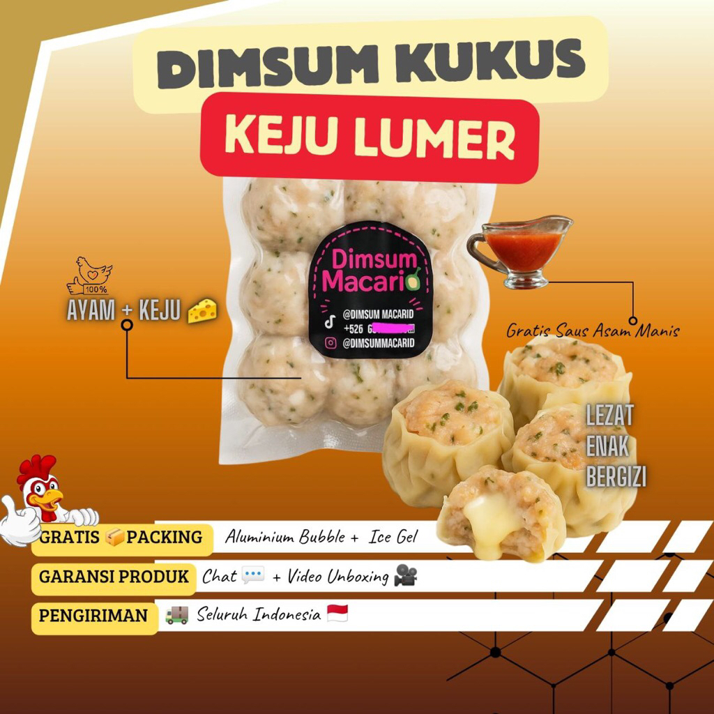 Dimsum Keju Lumer Premium (kukus) isi 9 bisa COD full ayam isi keju crot