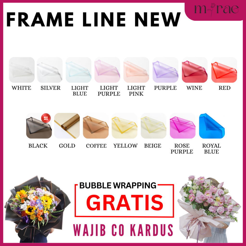 [1 PACK] TRANSPARAN FRAME KERTAS BUKET BUNGA CELLOPHANE FLOWER WRAPPING
