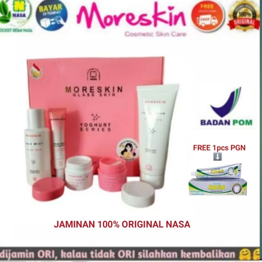 Paket Moreskin Glaskin ORIGINAL NASA / grosir moreskin / grosir nasa free serum/kemasan baru / PAKET