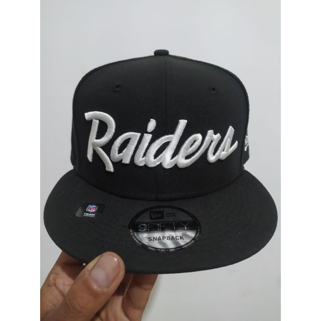 Topi Snapback New Era X NFL Raiders Script Black 100% Original