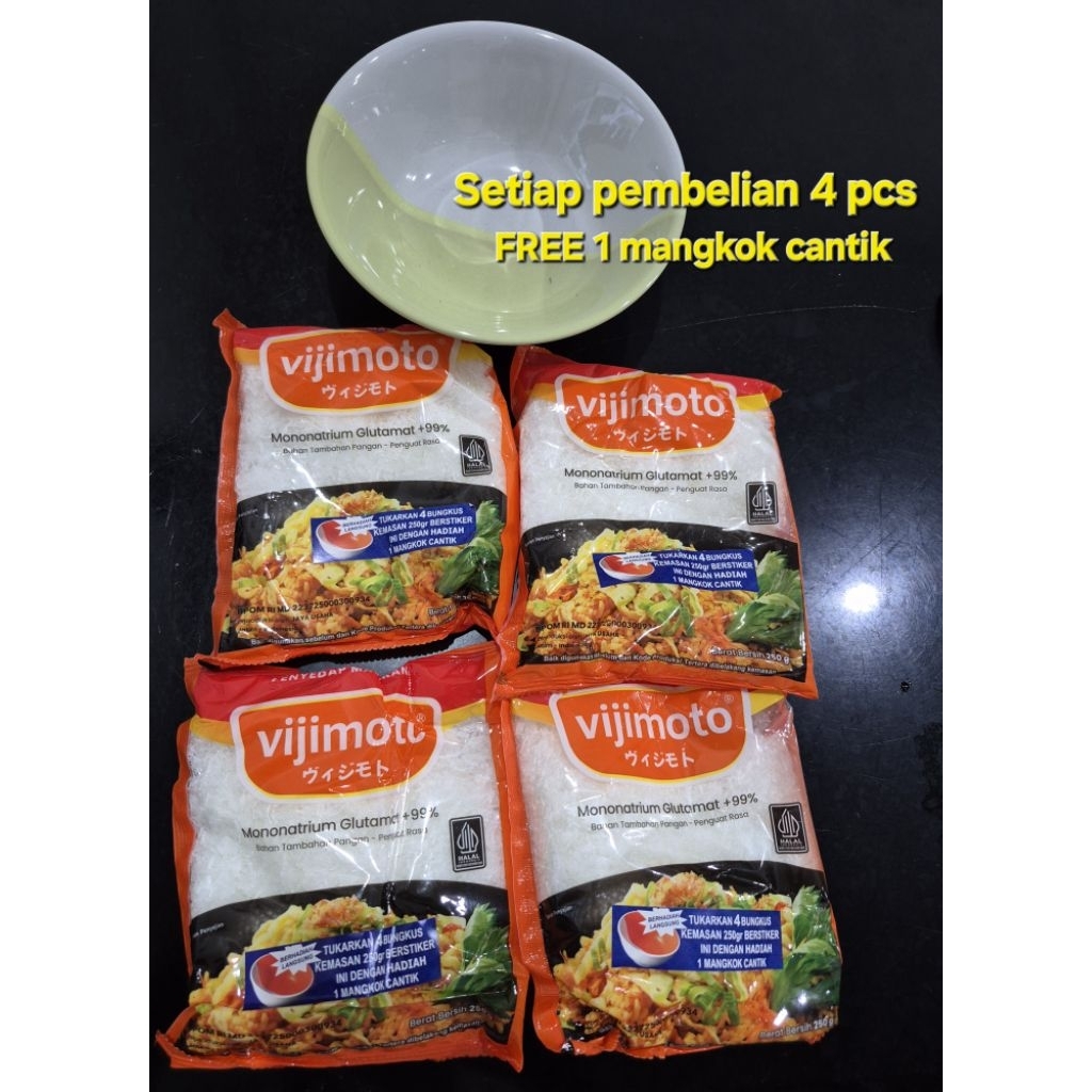 4PCS 250GR FREE 1 MANGKOK / VIJIMOTO MSG / penyedap rasa Vijimoto/ MICIN VIJIMOTO