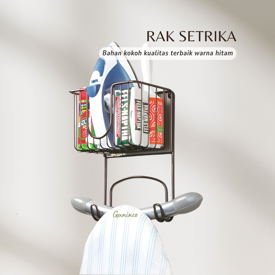 LCI Rak Setrika Gantung Dinding Premium Hitam Rak Setrika Dan Papan Setrika Gantung