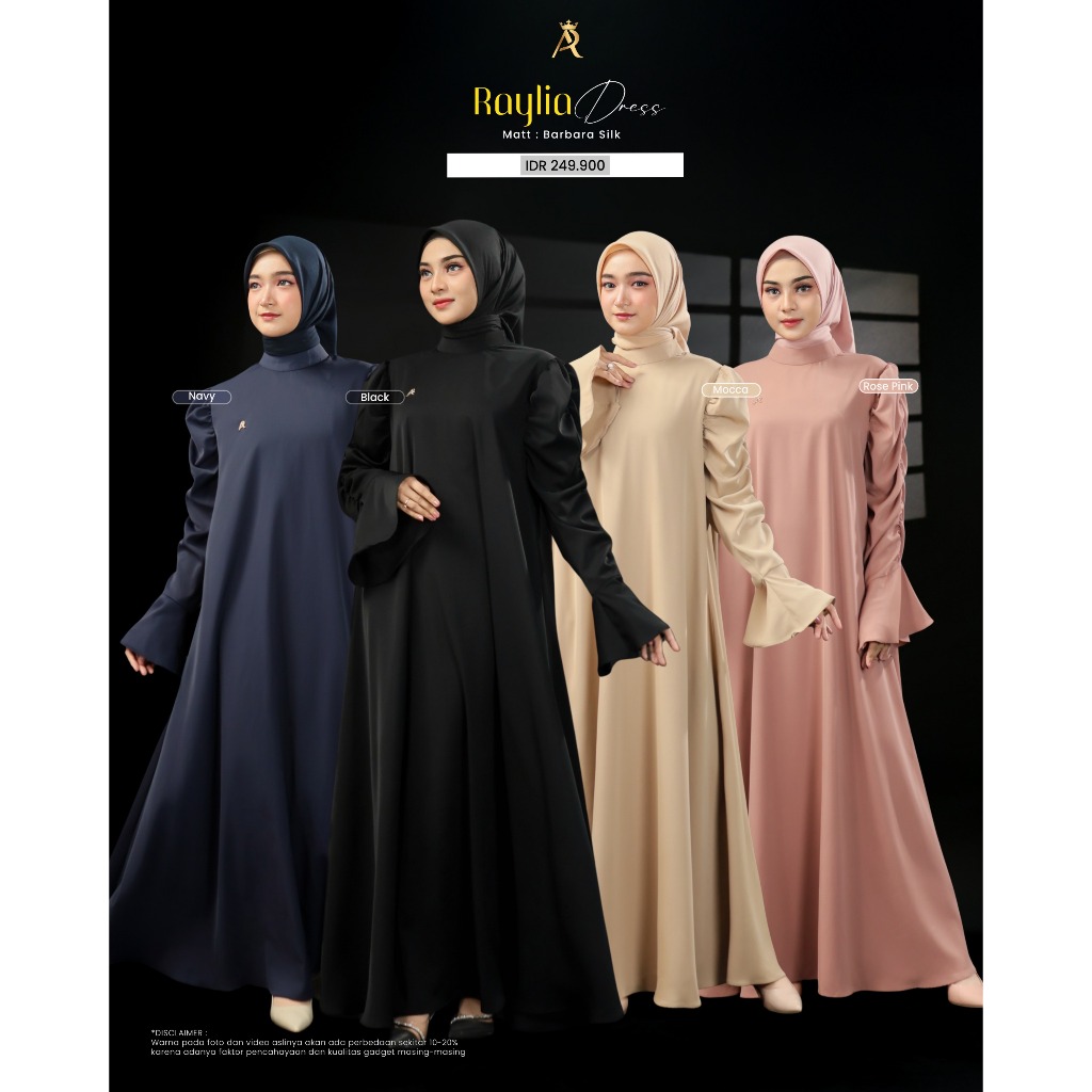 ARRAFI - Raylia Dress - Barbara Silk Gamis Polos Elegan Terbaru