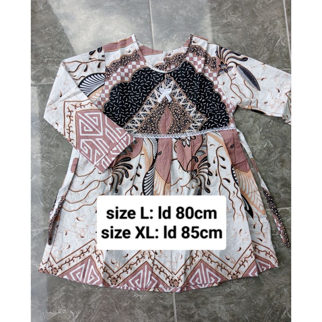 blouse atasan batik anak perempuan SD usia 6-12 tahun lengan panjang adem menyerap keringat