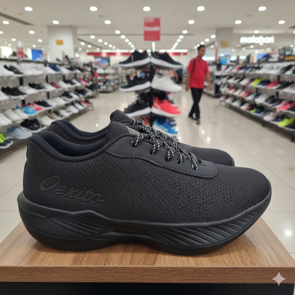 Sepatu Sekolah Hitam Polos Laki Laki / Perempuan - Sepatu hitam Polos Original Oexito