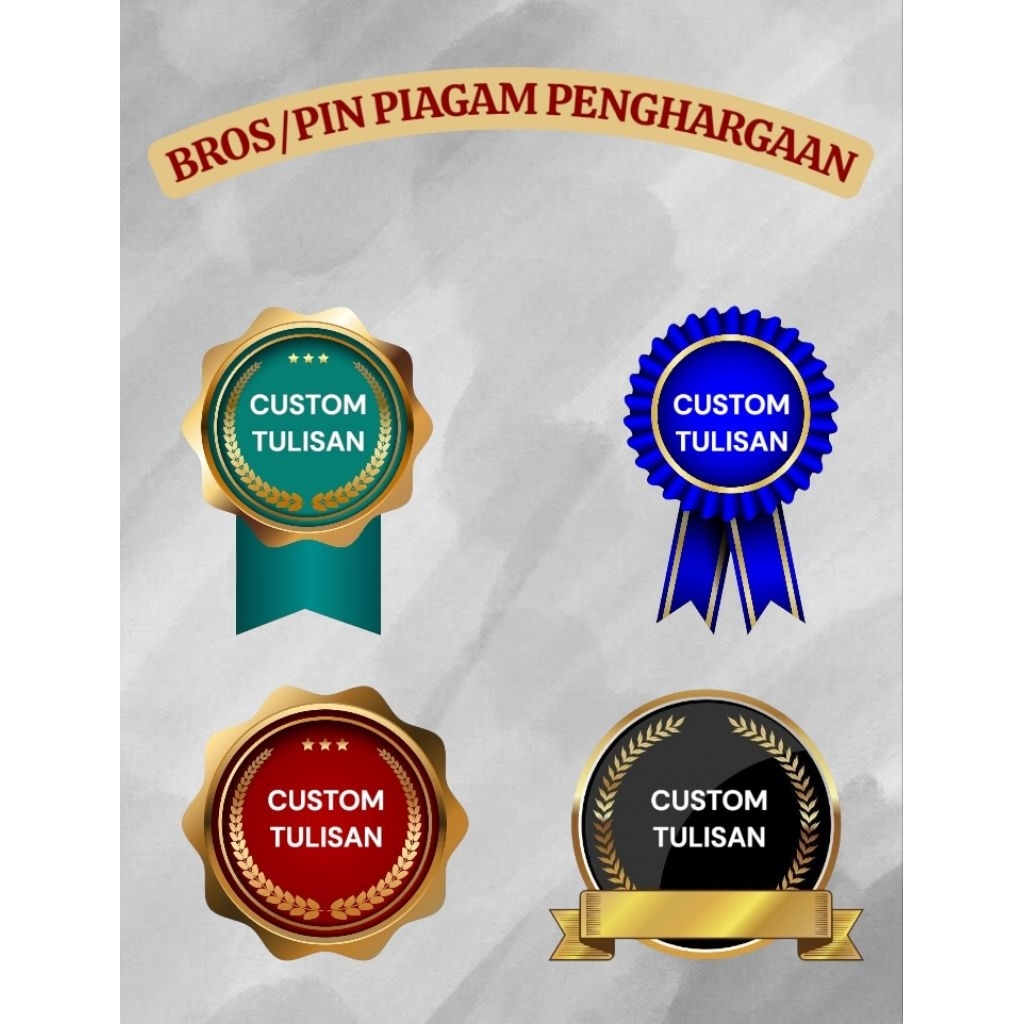 Bros Pin Piagam Penghargaan Custom Tulisan | Bros Pin Bahan Akrilik Custom | Pin Akrilik Piagam Peng