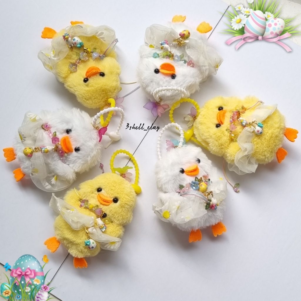 Bebek boneka plush gantungan boneka bebek lucu easter chic bagcharm keychain