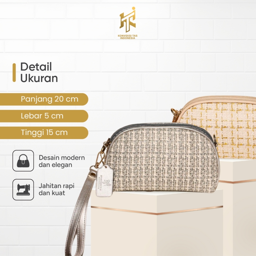 Tas Selempang Wanita Bapao Tweed Tas Mini Korea Tas Wanita Selempang Rantai