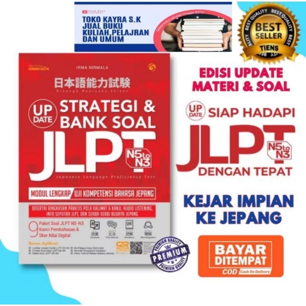 Buku Belajar Bahasa Jepang Update Strategi & Bank Soal JLPT N5-N3  jlpt
