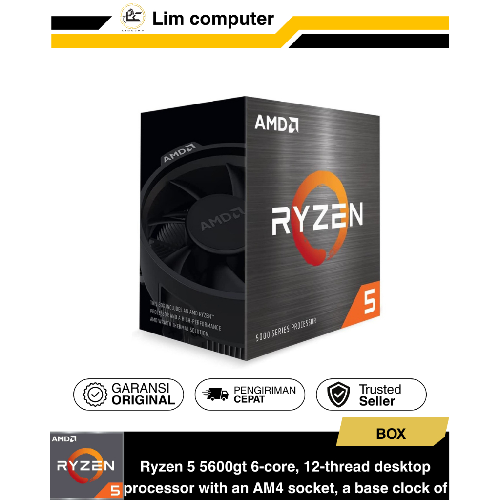 Ryzen 5 5600gt 6-core, 12-thread desktop processor with an AM4 socket, a 3.6 GHz  (onboard vga)