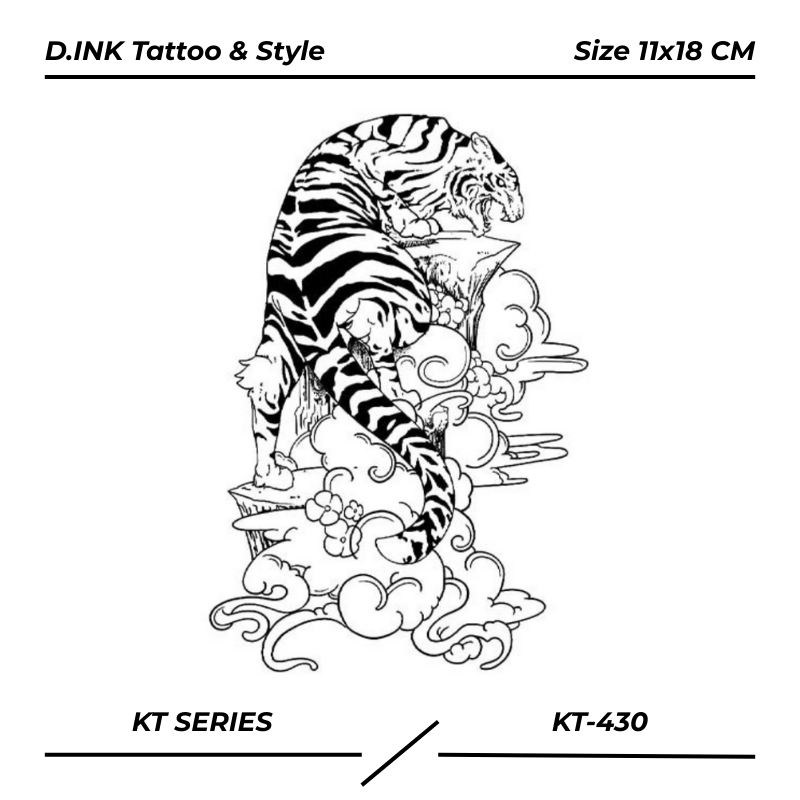 PREMIUM KT-430 Tatto semi permanen premium fruit ink motif macan harimau sangar 11x18 cm tattoo temp