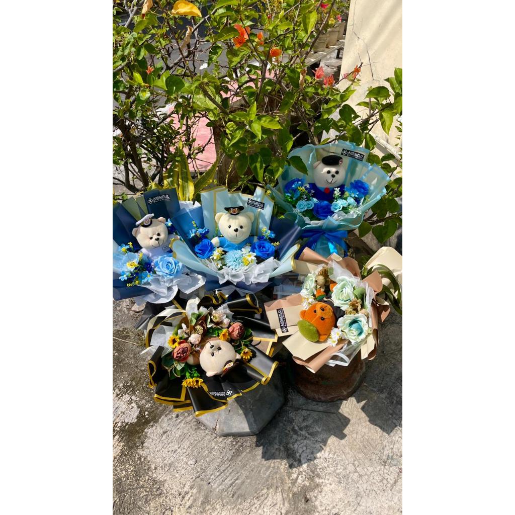 Buket Bunga Boneka Profesi | Boneka Polisi | Boneka Tentara | Kado Pelantikan | Hadiah Wisuda