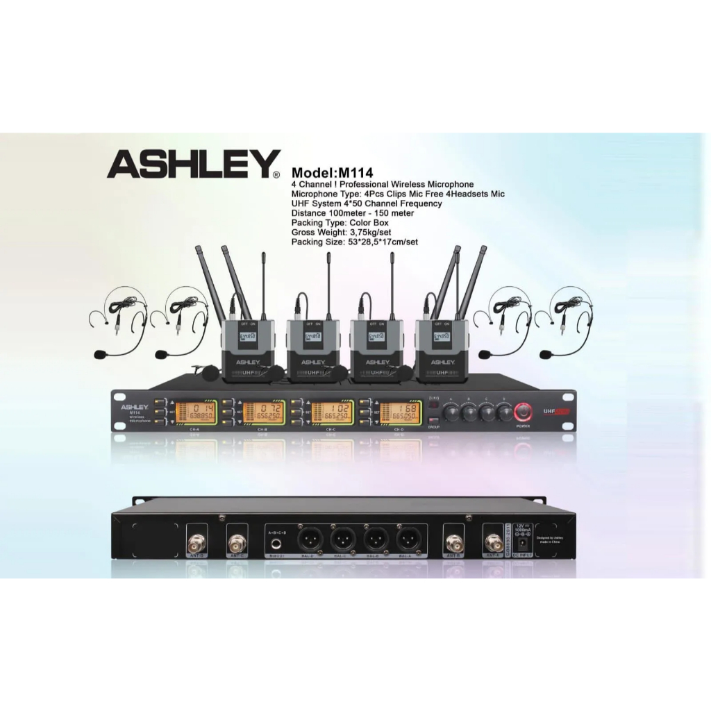 MIC WIRELESS ASHLEY M-114 (4 Mic Bando / Clip On)
