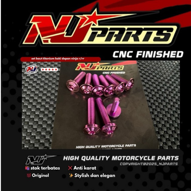 Satu set baut kaki depan titanium untuk ninja r/rr original titanium anti karat harga sudah satu set