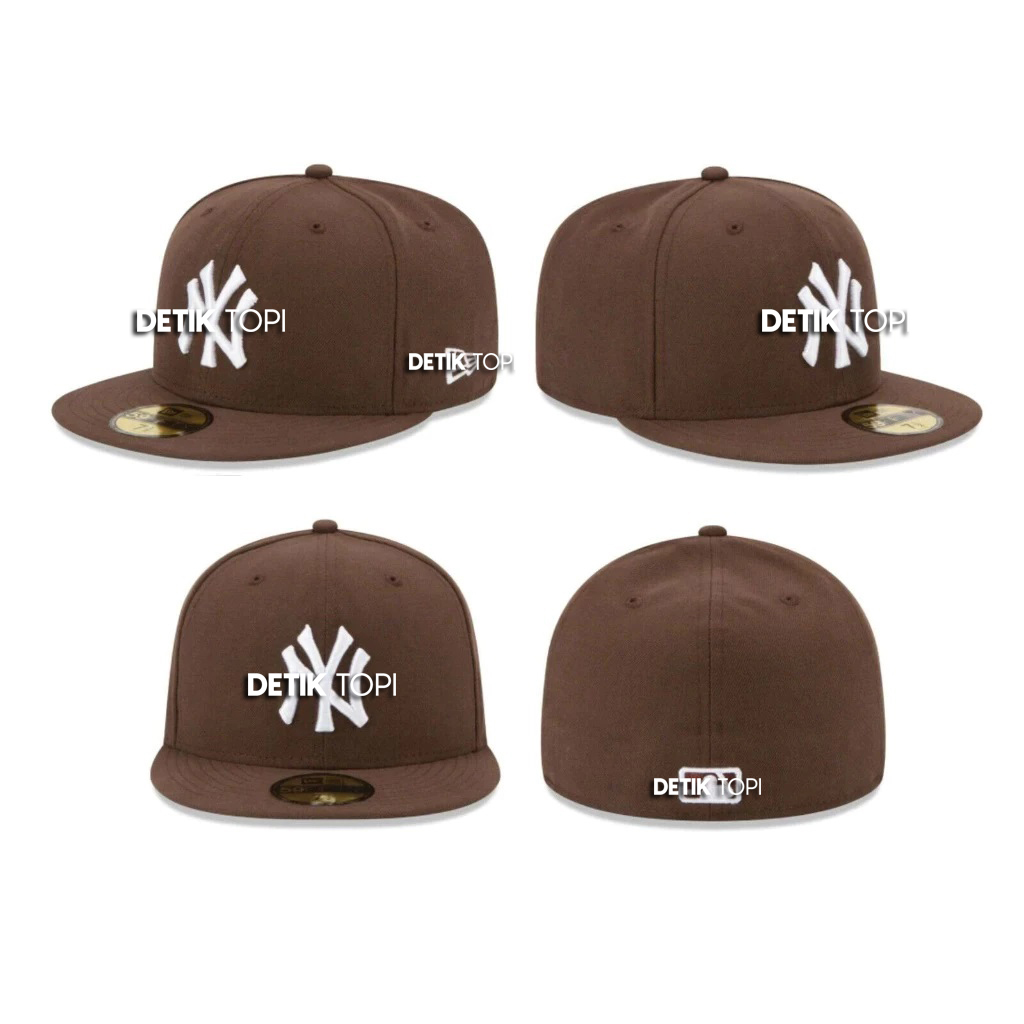 Topi Baseball NY New York Fitted Build Up Brown Coklat Bordir