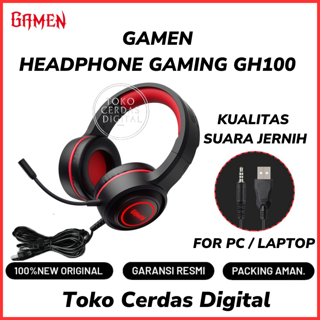 Gamen Headphone Gaming GH100 Original Garansi Resmi 12 Bulan | Handset | Handfree | Earphone | For P