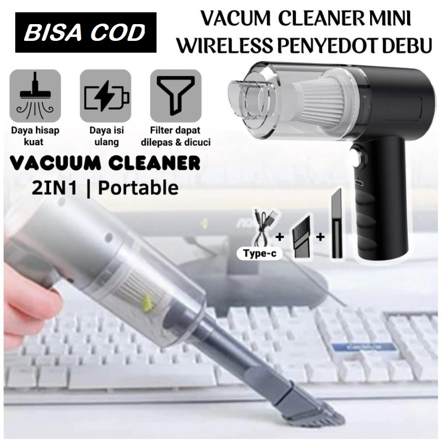 Vacum Cleaner Portable Mini Usb 2In 1 Penghisap Debu Mobil Wireless Kasur Penyedot Debu Vakum Penyed