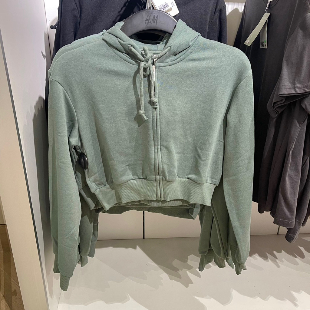 Hoodie H&M Woman CROP zipper green