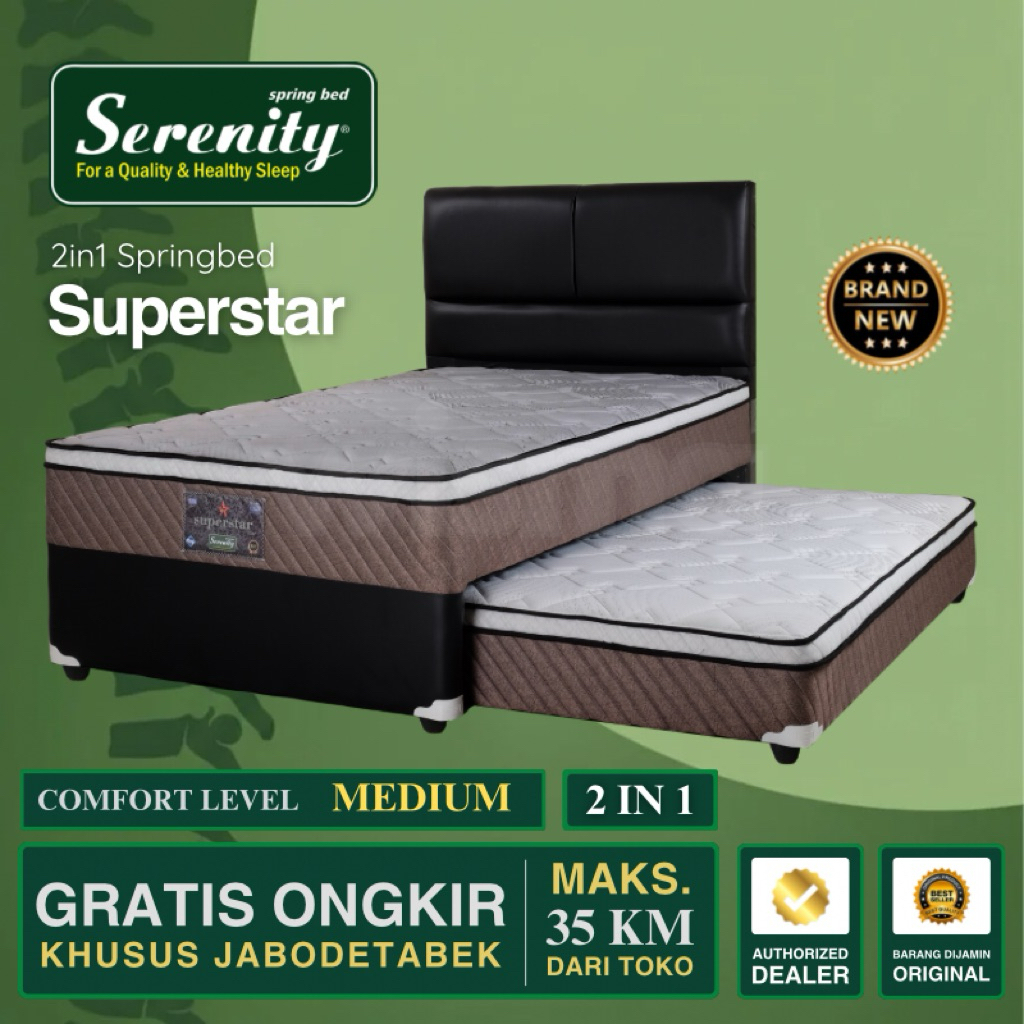 Kasur Springbed 2in1 2 in 1 Serenity Superstar Plushtop by Elite Springbed