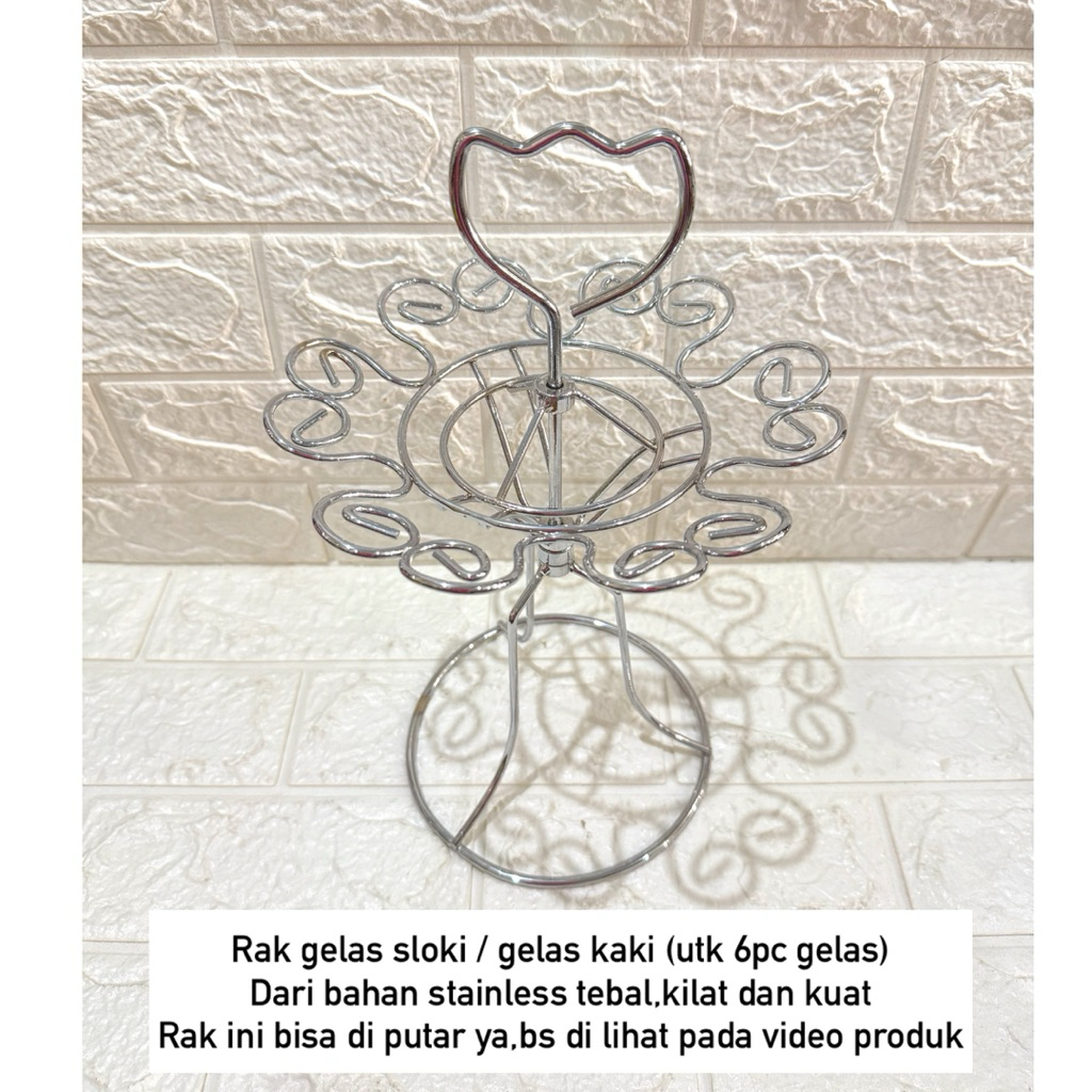 Rak gelas stainless rak gelas sloki gelas kaki stainless putar