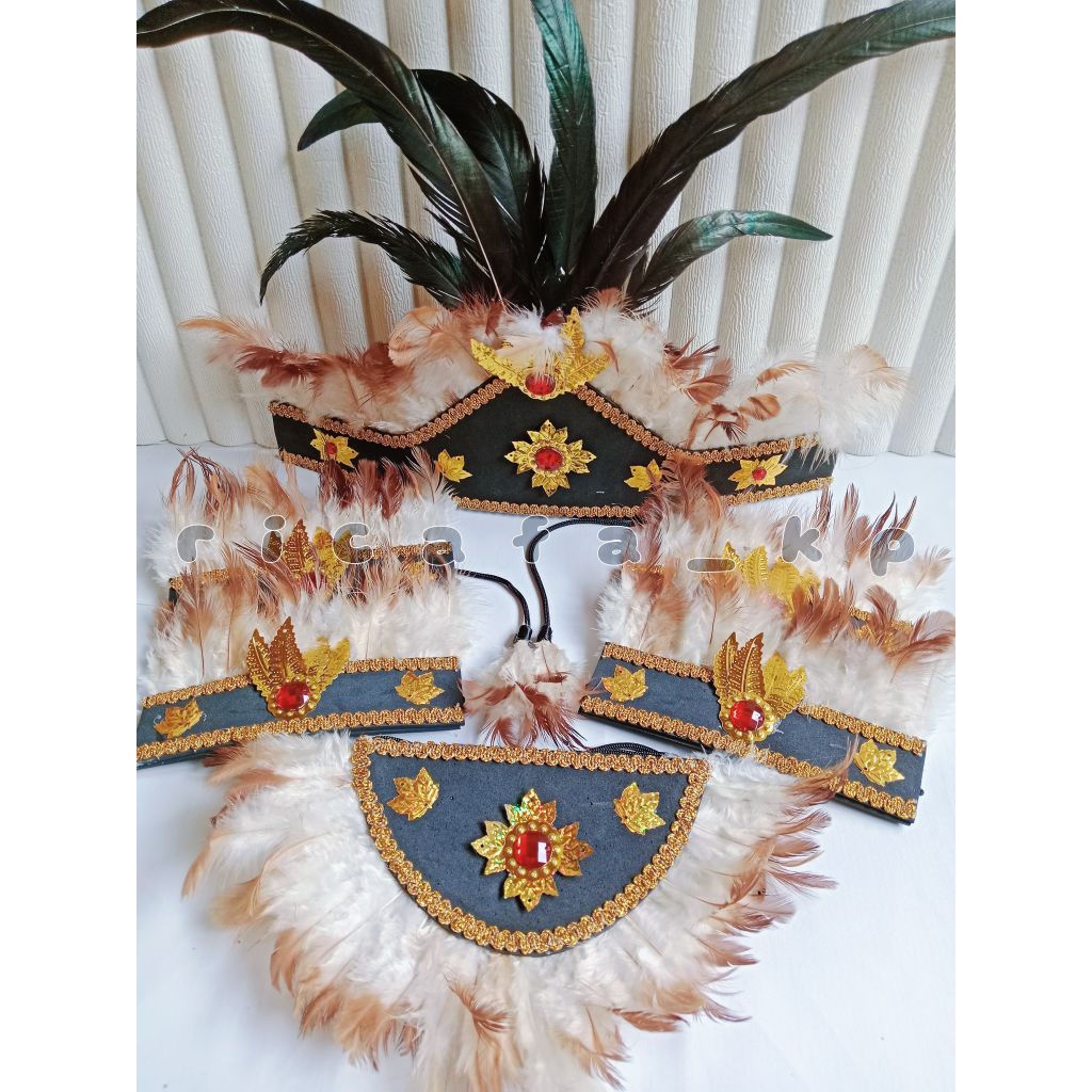 (2) SET BULU ADAT PAPUA - AKSESORIS ADAT PAPUA - AKSESORIS TARI - IKAT KEPALA KALUNG GELANG ADAT PAP