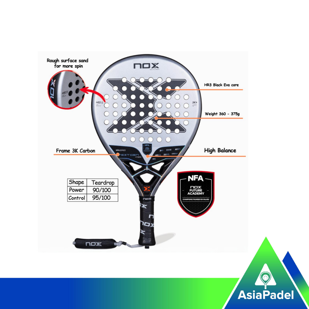 Racket Padel Nox Nextgen Pro Hybrid 3K  | Raket Padel NFA Nextgen Pro Karbon 3K