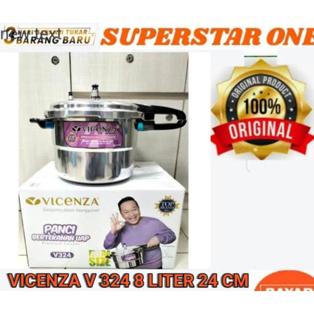 presto vicenza 8L gagang hitam+kukusan ( V324 ) 
