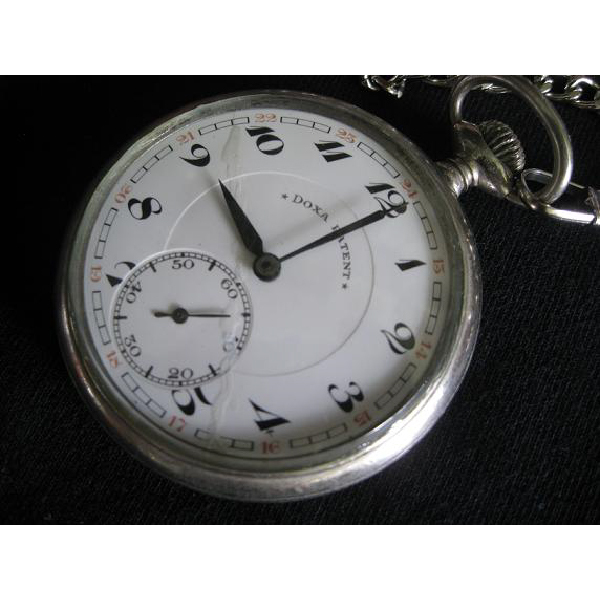 Antique - Art Deco Vintage Nickel zakhorloge/ jam saku DOXA PATENT