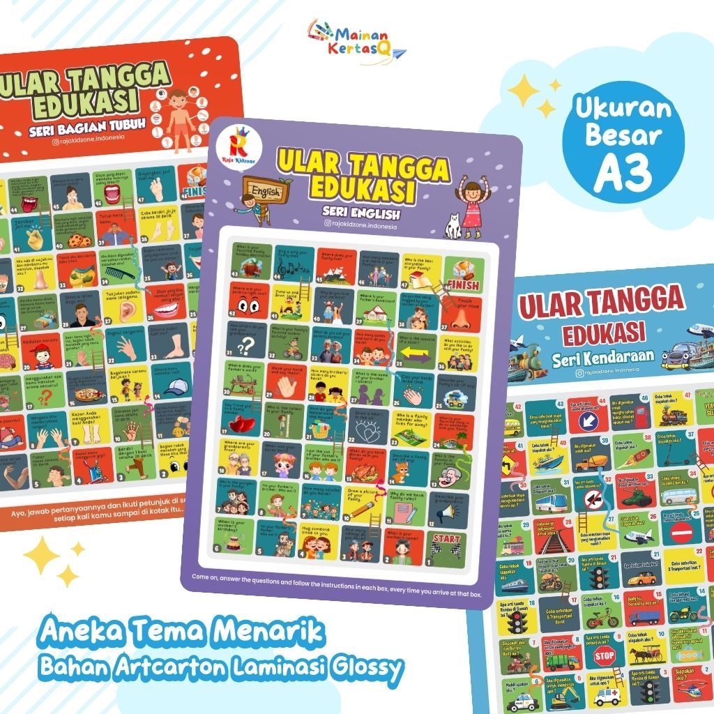 Ular tangga edukasi anak - mainan edukasi ular tangga tema kelaurga