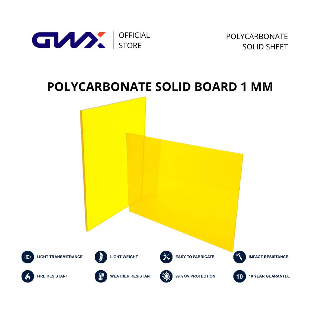 Atap dan Sekat Polycarbonate Solid Sheet GWX 1 MM | Atap Transparan | Kanopi Sliding | Polos | Clear