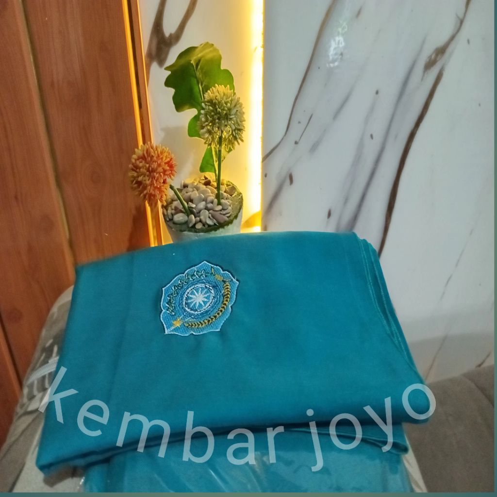 jilbab/hijab/kerudung PKK hijau tosca logo bordir,harga termurahneci.kerudung segiempat pkk hijau to