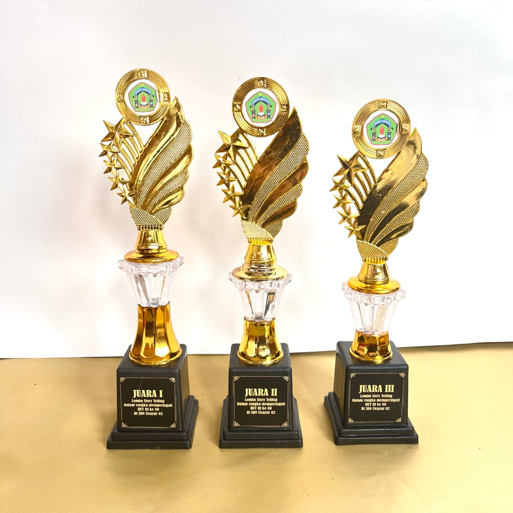 PIALA KACA MURAH SATU SET | PIALA KEJUARAAN UKURAN SEDANG CANTIK | PIALA LOMBA MATEMATIKA