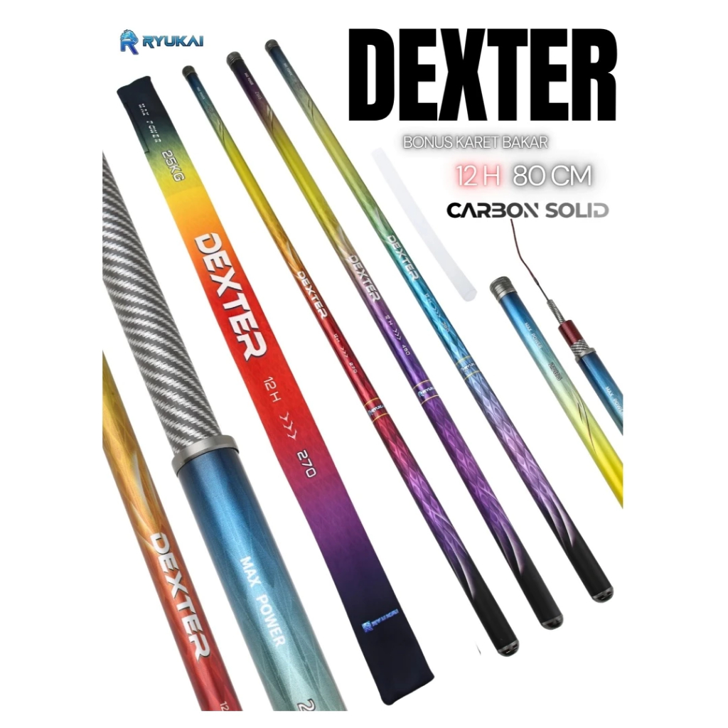 Joran Tegek Galatama Carbon Solid 12 H 80 Cm Ryukai DEXTER 210 240 270 300 360 450 Bns Karet Bakar