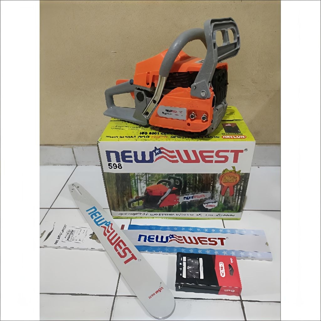 Mesin New West 598 Chainsaw Bar Laser 22" Inch Chainsaw New West 598