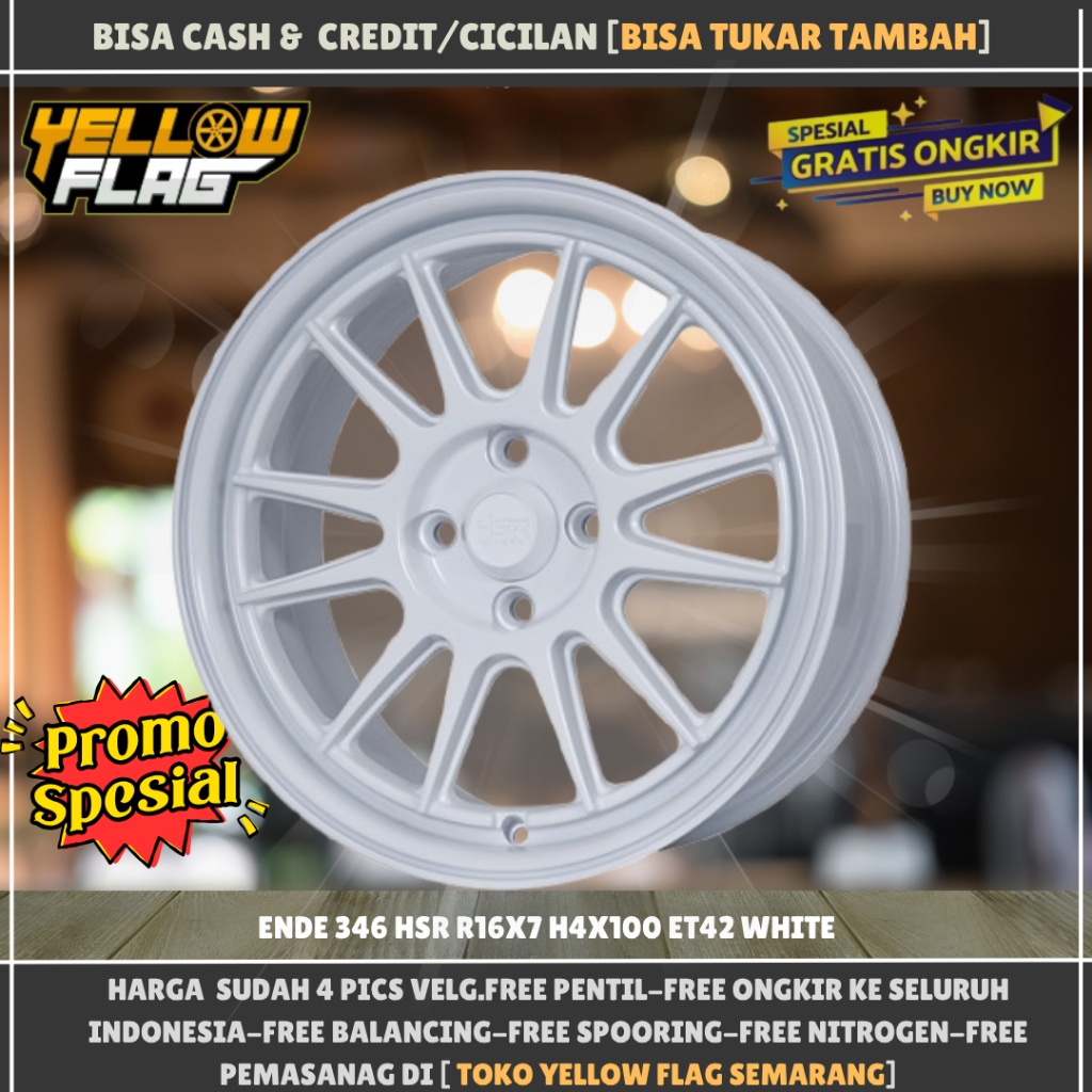 Velg mobil ignis r16 type hsr ende lubang baut 4x100 offset 42 lebar 7 r16 white