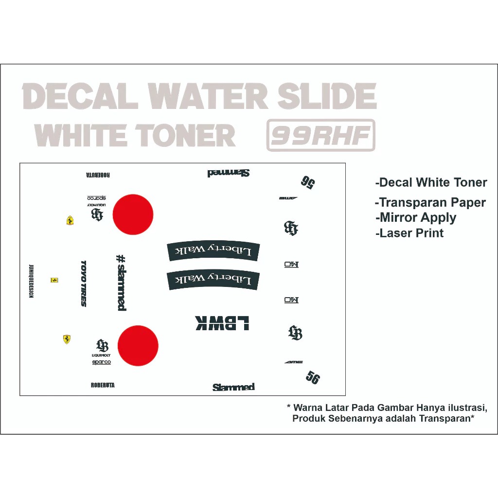 [TRANSPARAN] DECAL HOTWHEELS WHITE TONER - LIVERY LIBERTY WALK 2