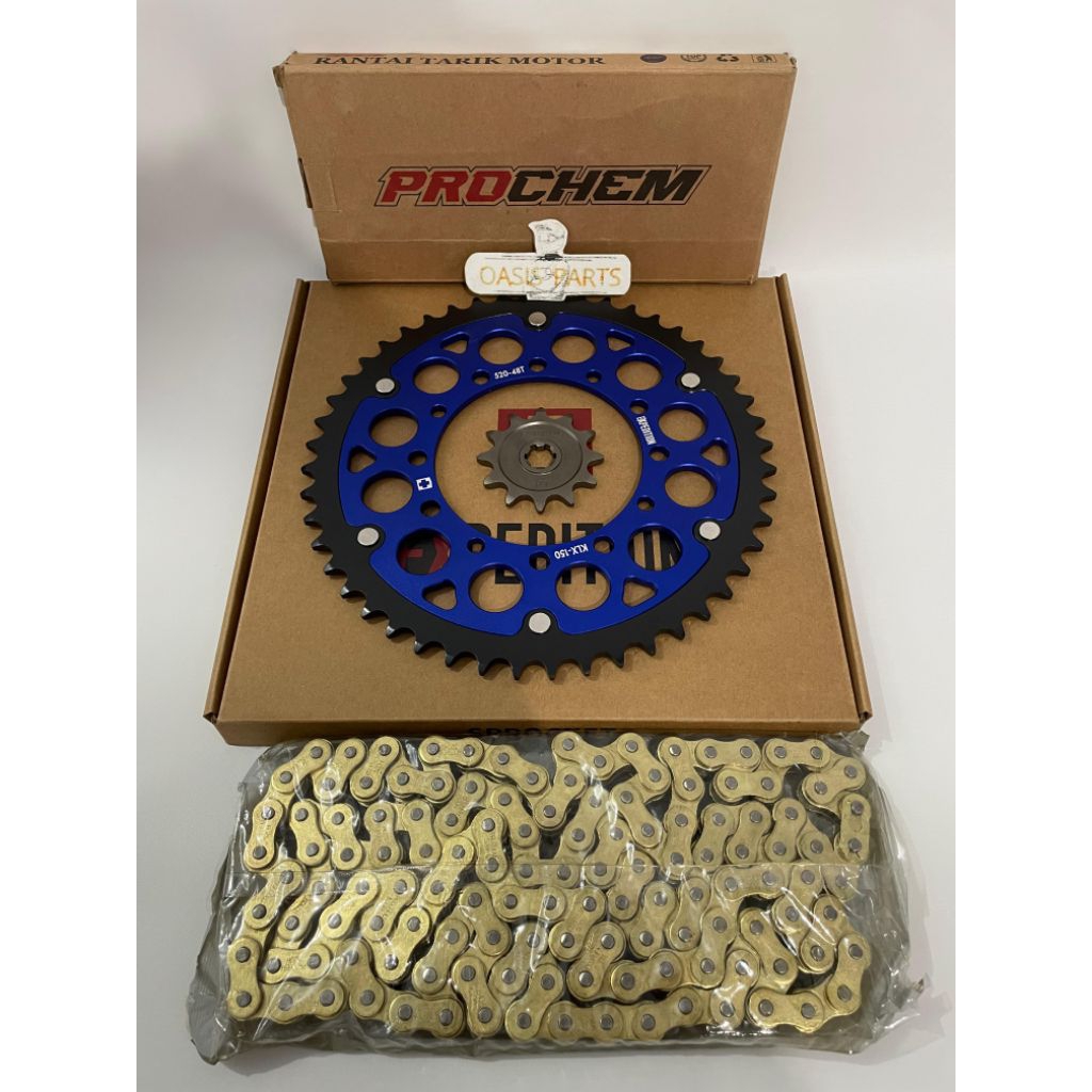 Gear Gir Set 520 Aluminium Klx 150 D-Tracker 150 Full Expedition Set Rantai Gold Prochem 520H-130L