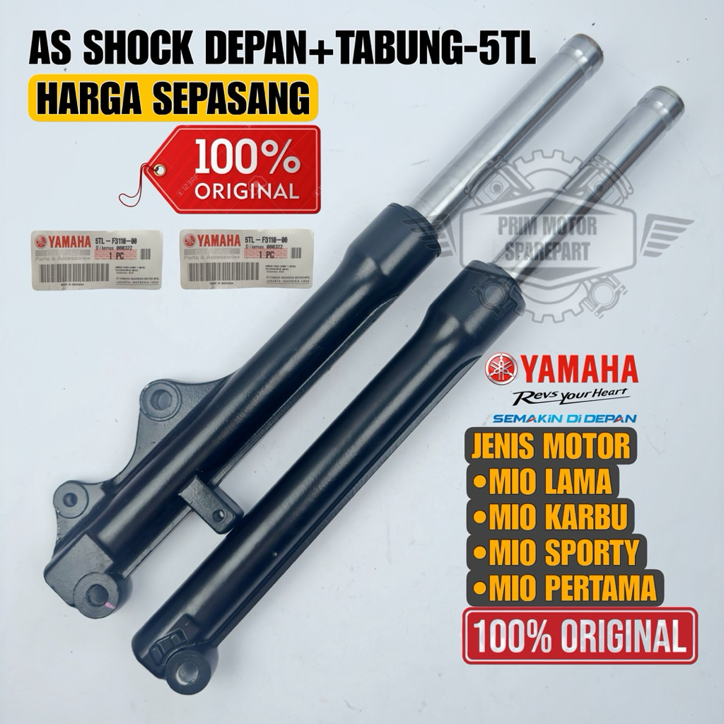 Original as shock depan+tabung set 5TL Yamaha mio lama, mio karbu, mio sporty, mio pertama, asli Yam