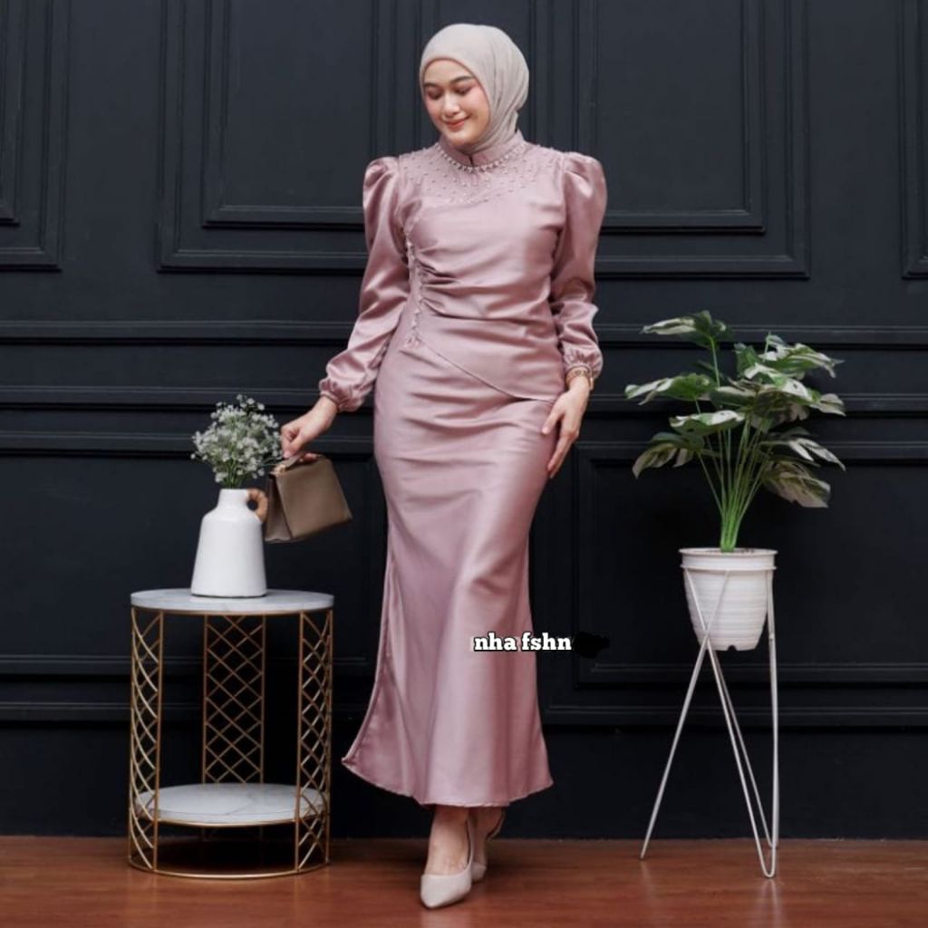 Dress Vinna Satin Kekinian Gaun Bridesmaid Viral Premium Atasan Gaun Duyung