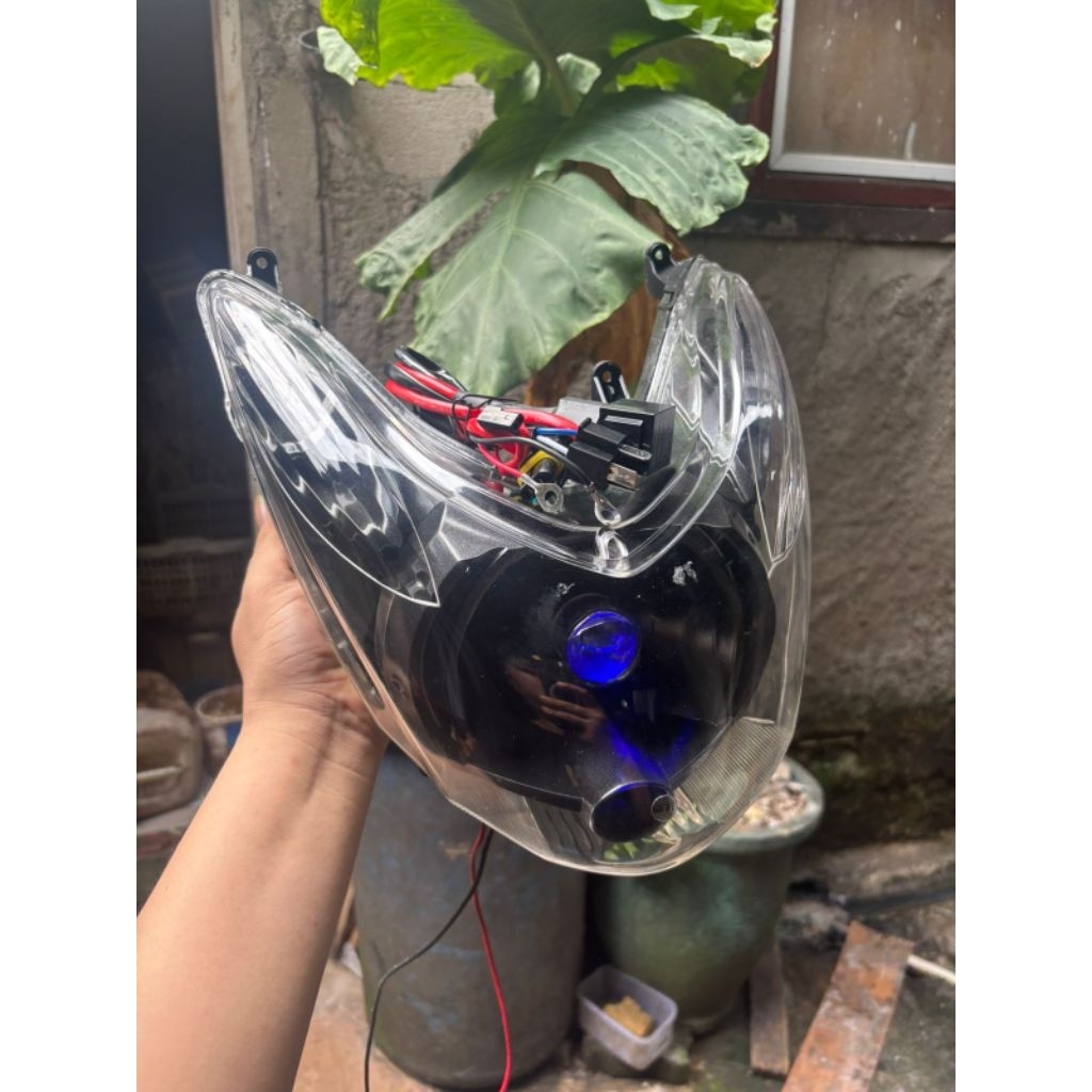 paket super keren reflektor Yamaha Mio soul karbu soul lama set lampu biled H4 nyala terang kualitas